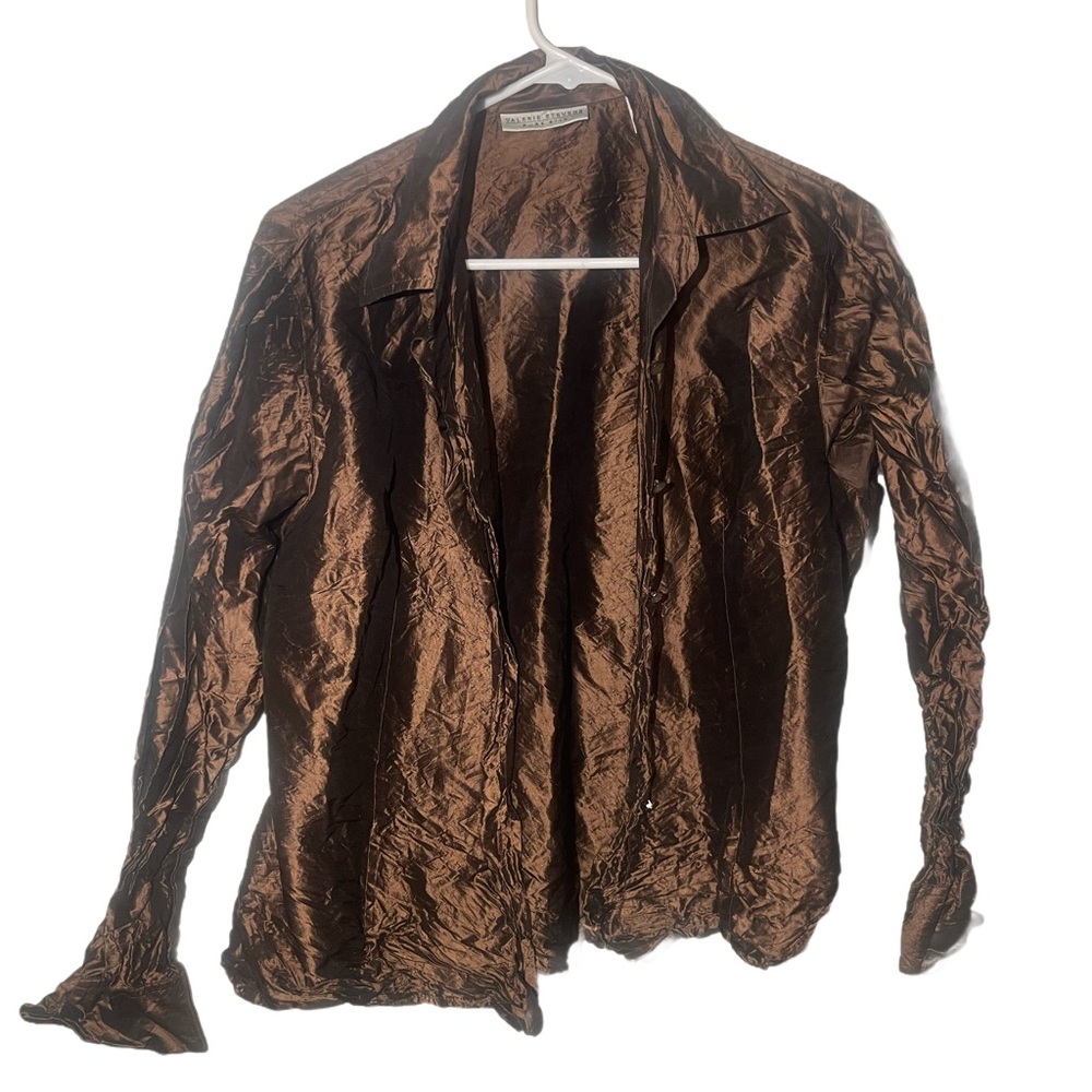 Valerie Stevens Brown Button Down Shirt - Picture 1 of 3
